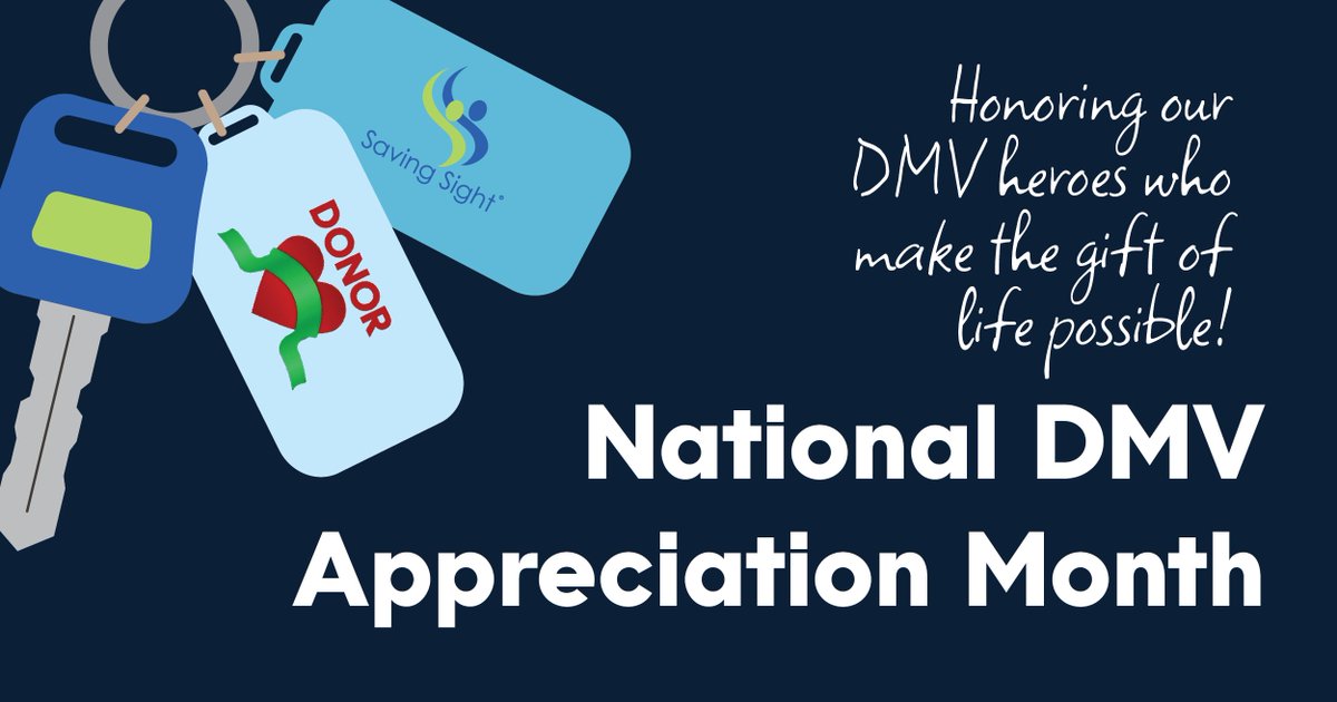 September is #DMVAppreciationMonth! 💙Thanks to our DMV partners, thousands of lives are changed through eye, organ, and tissue donation. Every registration helps give the gift of sight, healing, and life. Let’s keep making a difference together! #EyeDonation #SavingSight