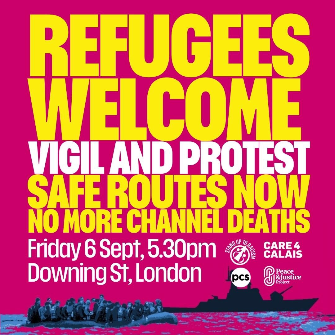 Stand Up To Racism (@antiracismday) on Twitter photo Great to have the support of <a href="/pcs_union/">PCS Union (pcs.org.uk)</a> at the protest and vigil tomorrow. <a href="/FranHeathcote/">Fran Heathcote</a> and PCS members have always been active in the fight against racism and anti-migrant policies ✊🏽
Join us outside Downing St at 6pm to say #RefugeesWelcome Great to have the support of <a href="/pcs_union/">PCS Union (pcs.org.uk)</a> at the protest and vigil tomorrow. <a href="/FranHeathcote/">Fran Heathcote</a> and PCS members have always been active in the fight against racism and anti-migrant policies ✊🏽
Join us outside Downing St at 6pm to say #RefugeesWelcome