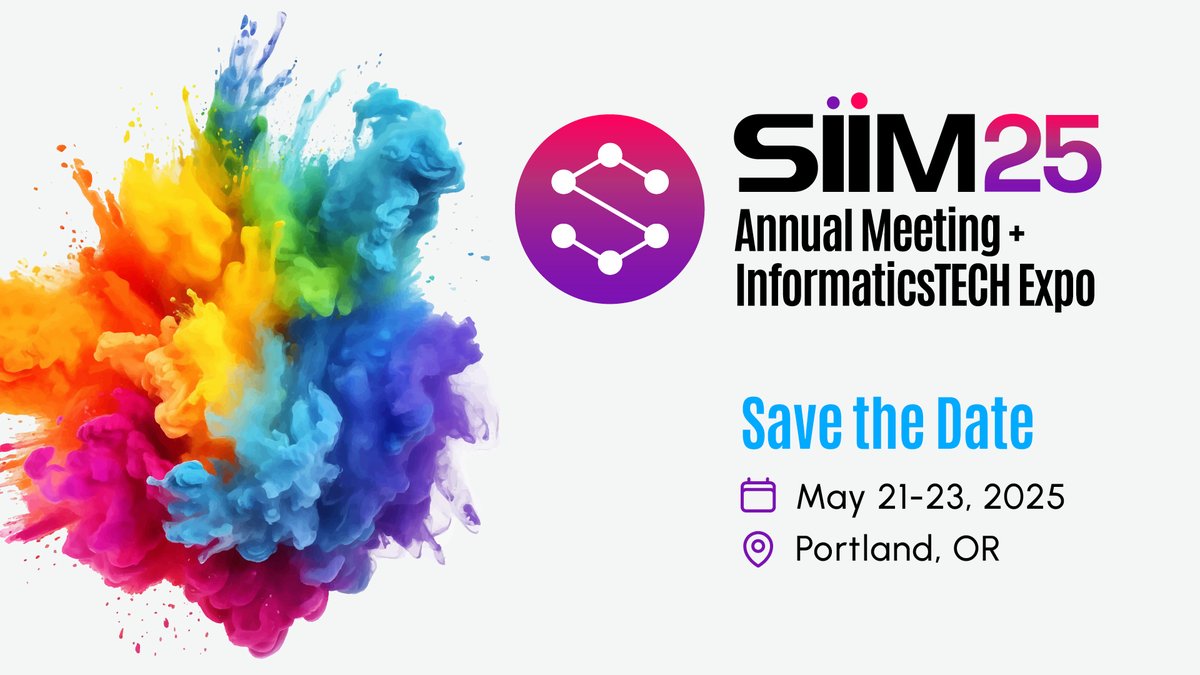We can't wait for #SIIM25! Save the date for 3-days of engaging sessions, innovative research, and networking opportunities. Mark your calendars so you don't miss out!

May 21-23 | Portland, OR
More details to come!