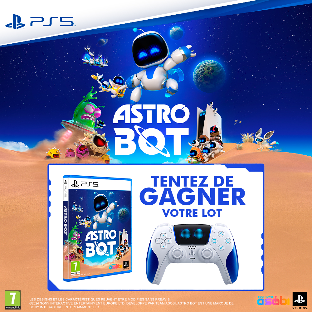 Micromania-Zing (@micromania_fr) on Twitter photo 🤖 Astro Bot sort demain 🤖
Pour l'occasion, on vous propose de gagner un jeu Astro Bot (dématérialisé) et une DualSense édition limitée ! Pour participer ⤵️
🔴 RT, like & follow <a href="/Micromania_Fr/">Micromania-Zing</a>
🔴 Mentionne en réponse un ami avec #MicromaniaAstroBot
TAS dans 7 jours 🤖 Astro Bot sort demain 🤖
Pour l'occasion, on vous propose de gagner un jeu Astro Bot (dématérialisé) et une DualSense édition limitée ! Pour participer ⤵️
🔴 RT, like & follow <a href="/Micromania_Fr/">Micromania-Zing</a>
🔴 Mentionne en réponse un ami avec #MicromaniaAstroBot
TAS dans 7 jours