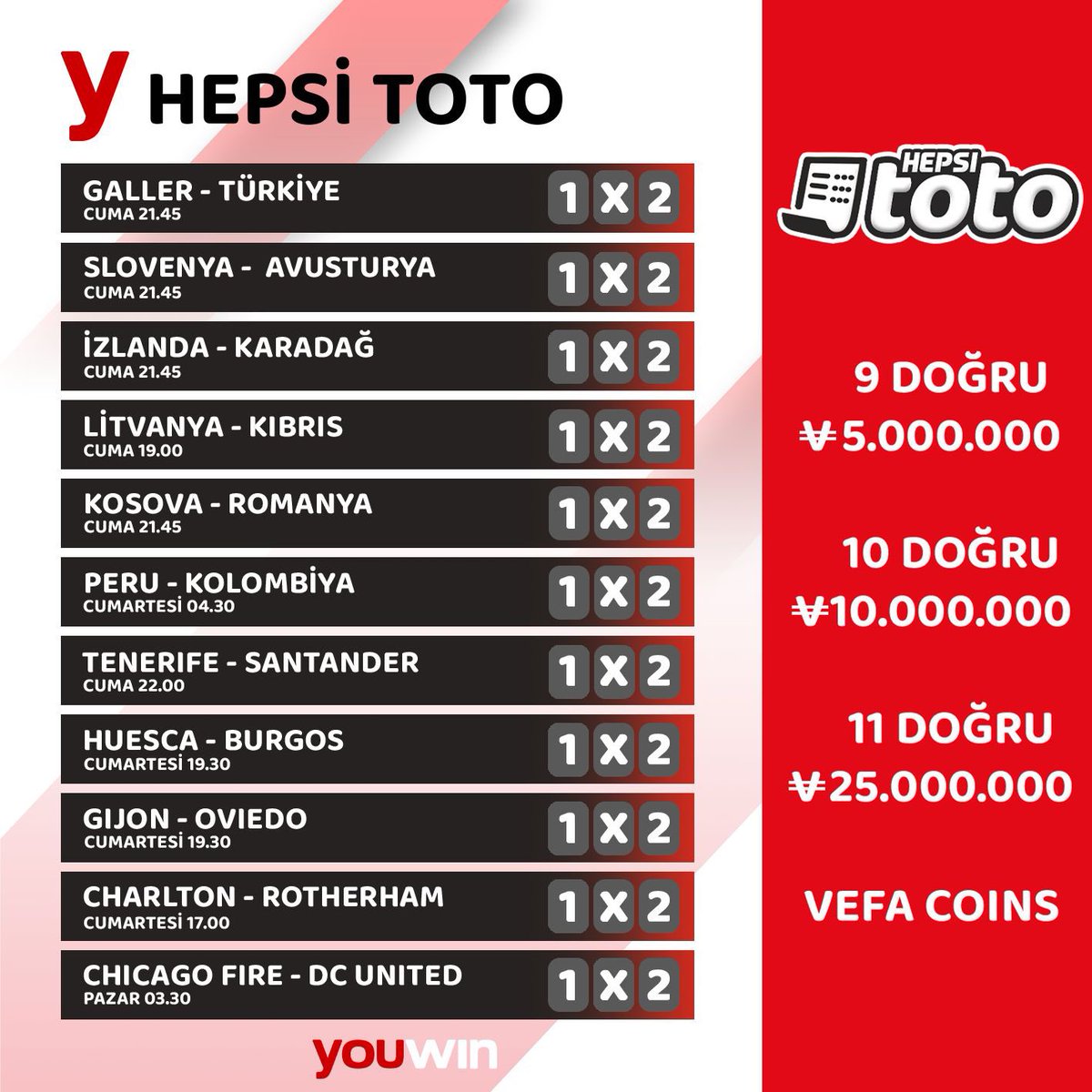 😎 HEPSİ TOTO'DA YENİ HAFTA MAÇLARINA GÖZ ATTIN MI?

🤩 Uluslar Ligi, Güney Amerika Dünya Kupası Elemeleri, La Liga 2, MLS maçları seni bekliyor!

⏳ KATILIM İÇİN SON TARİH: YARIN 18.45 ⚠️

🧠 Aklını kullan, bu fırsatı tepme.

💰 HEMEN GİRİŞ YAP, OYNA VE KAZAN!