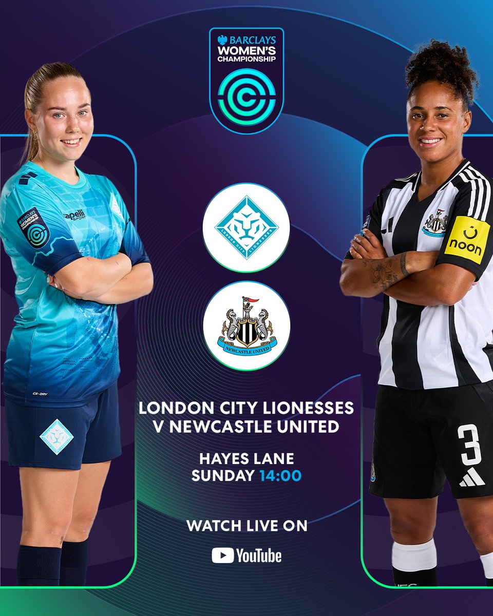 Barclays Women’s Championship (@barclayswc) on Twitter photo Watch the #BarclaysWC LIVE on YouTube! 📺
<a href="/LC_Lionesses/">London City Lionesses</a> 🆚 <a href="/NUFCWomen/">Newcastle United Women</a>
Get notified when the live stream starts: youtube.com/live/Qw803zmXm… Watch the #BarclaysWC LIVE on YouTube! 📺
<a href="/LC_Lionesses/">London City Lionesses</a> 🆚 <a href="/NUFCWomen/">Newcastle United Women</a>
Get notified when the live stream starts: youtube.com/live/Qw803zmXm…