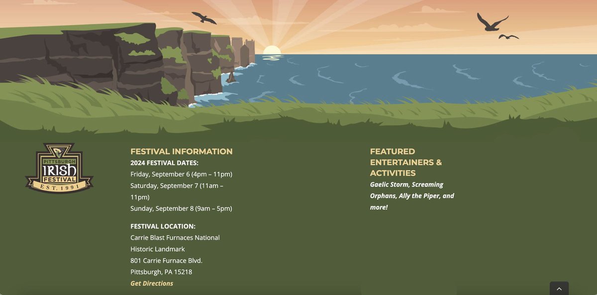 This weekend we are heading to the Pittsburgh Irish Festival. We're performing Friday @ 7:45pm &amp; Saturday 4:30pm &amp; 7:45pm. Angela is also taking part in the Fiddle Frenzy show at 6pm so there will be non stop fun!!!
Thanks to Culture Ireland for their great support of us.