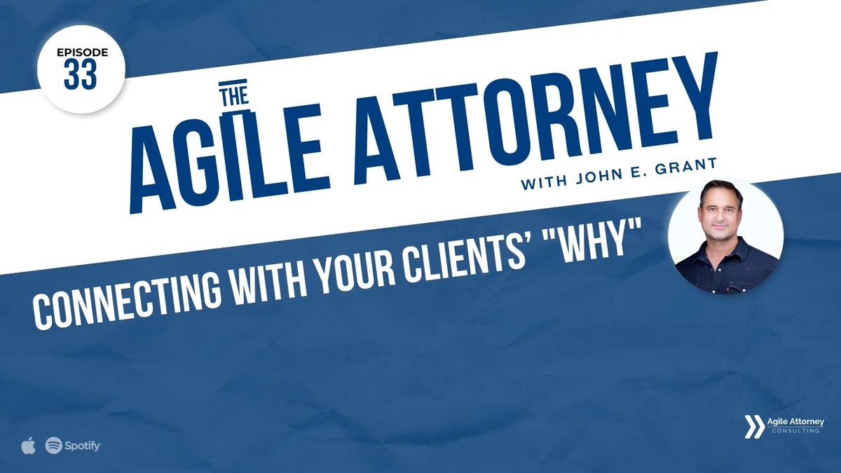🎧 New episode alert! 🚀

Discover why understanding your clients' "why" is crucial for delivering exceptional service and building a sustainable practice.

Learn how to:
- Ask better questions
- Tailor your approach
- Keep clients engaged

Listen now: agileattorney.com/33