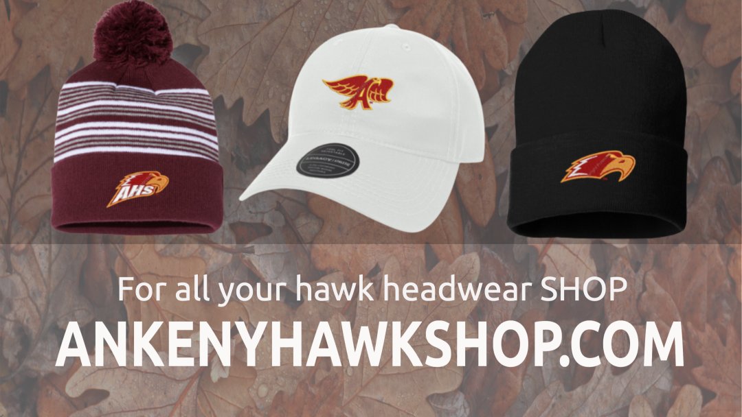 Get ready for Ankeny Fall Sports with the perfect headwear! Whether it's 80 degrees at a cross-country meet or chilly October football games, we’ve got you covered with caps and beanies. Shop now at AnkenyHawkShop.com and show off your Hawk pride!