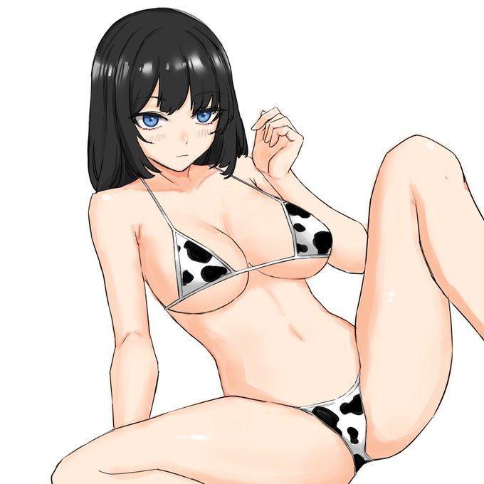牛柄ビキニの女の子描きました 