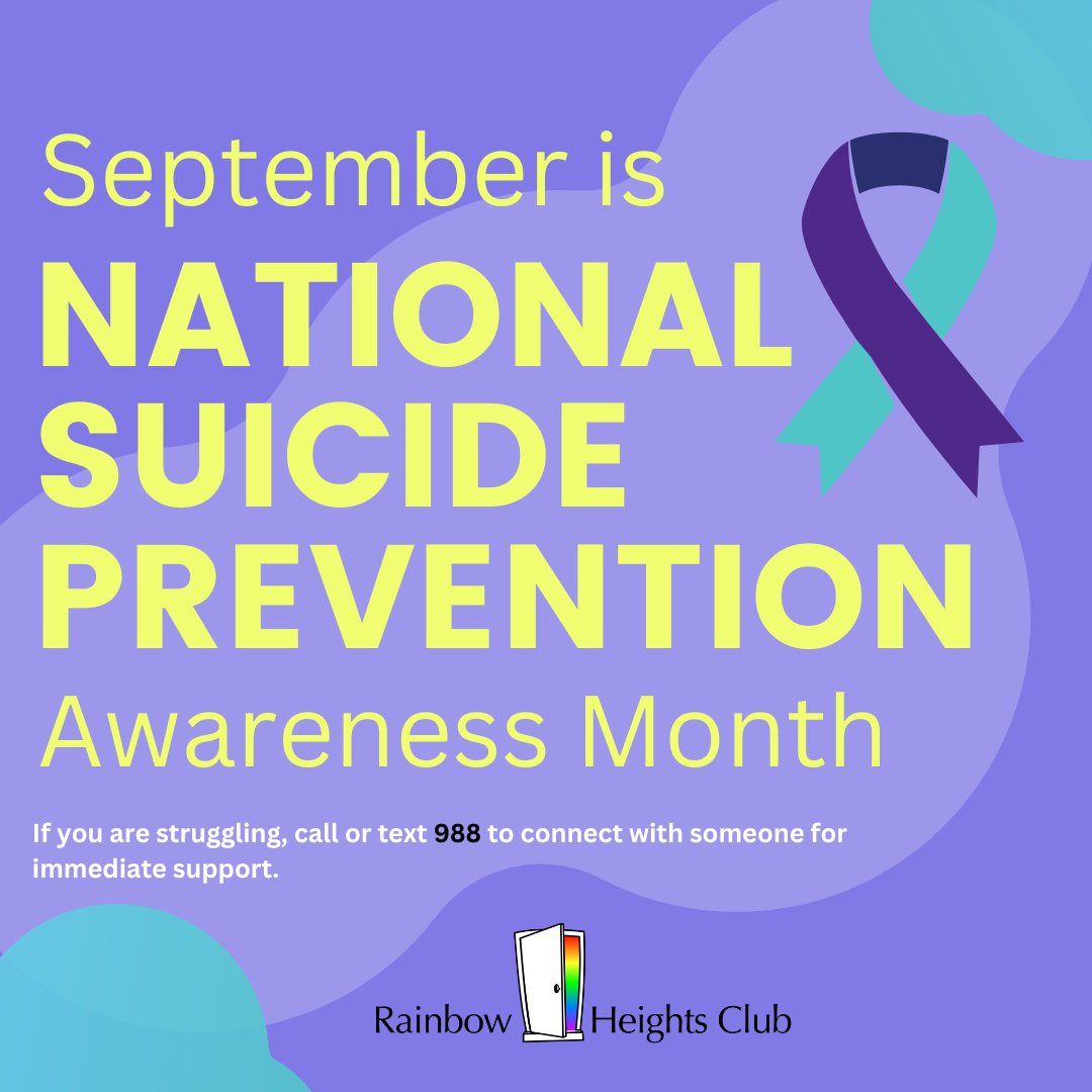 rainbow_heights's tweet photo. September is Suicide Prevention Awareness Month. This month is a time to reduce the stigma around mental health and make people aware of resources available. If you are struggling, we want to remind you that you are not alone. Call or text 988 to connect with someone for support. https://t.co/M7gTFJmuLT