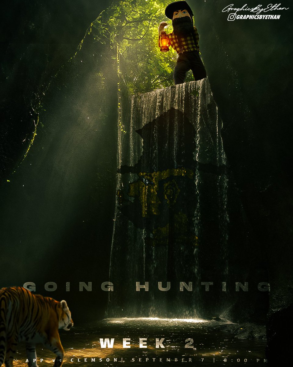 not sure what happened to my other poster, but still continuing with my personal projects of the gameday movie poster series 🎨 part 2 

app state vs clemson #BeatClemson