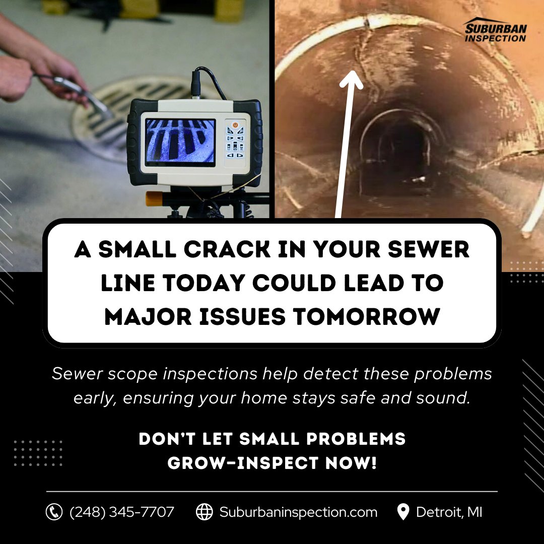 SuburbanInspect's tweet image. Don't let sewer issues catch you by surprise. 🚽 Suburban Inspection’s sewer scope inspections detect hidden problems before they turn into costly repairs. 

👉 suburbaninspection.com #SewerScope