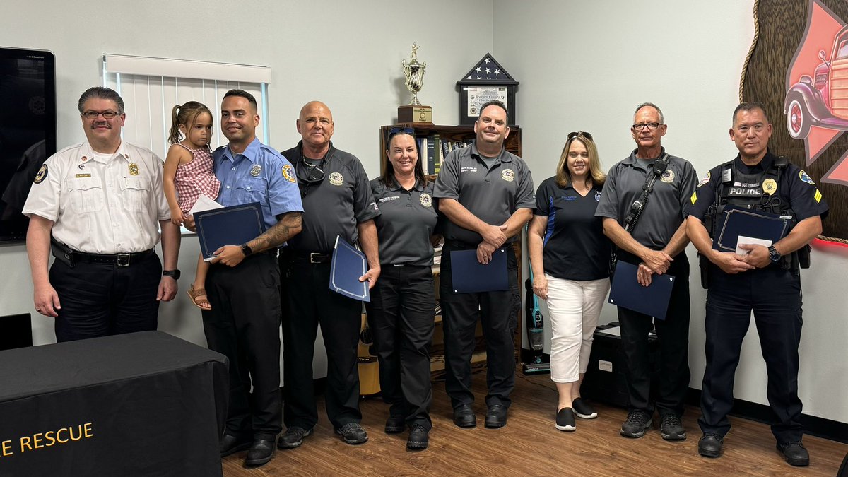It doesn't get any better! Recognizing some of our department's EMS champions &amp; our law enforcement partners for the successful resuscitation of a cardiac arrest victim. Job well done! #ItTakesAVillage #BCFREMS #HPCPR #ROSC #EMS @sbfdnews