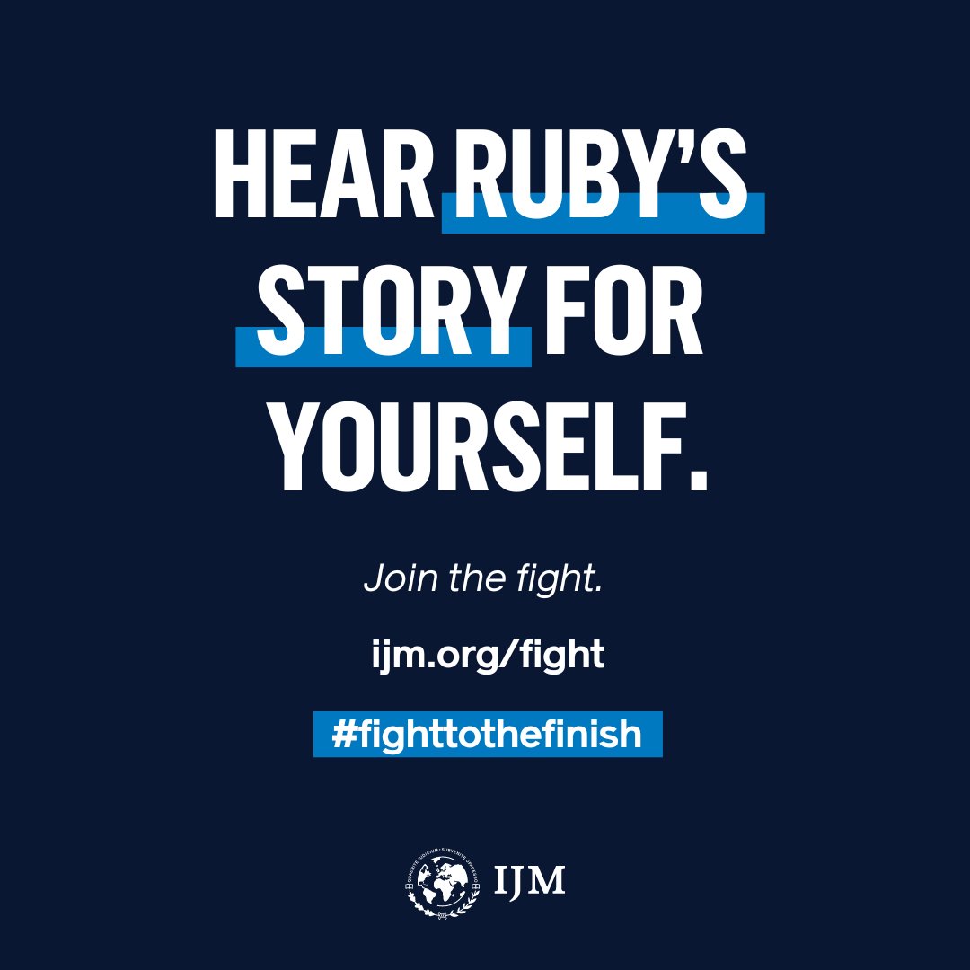 IJM's tweet image. Ruby’s story is a testament to the resilience of the human spirit and the power of community. 

Together, we can bring hope &amp;amp; transformation to those who need it most. Listen to the #FindingRuby at  ijm.org/fight.

#fighttothefinish #untilallarefree