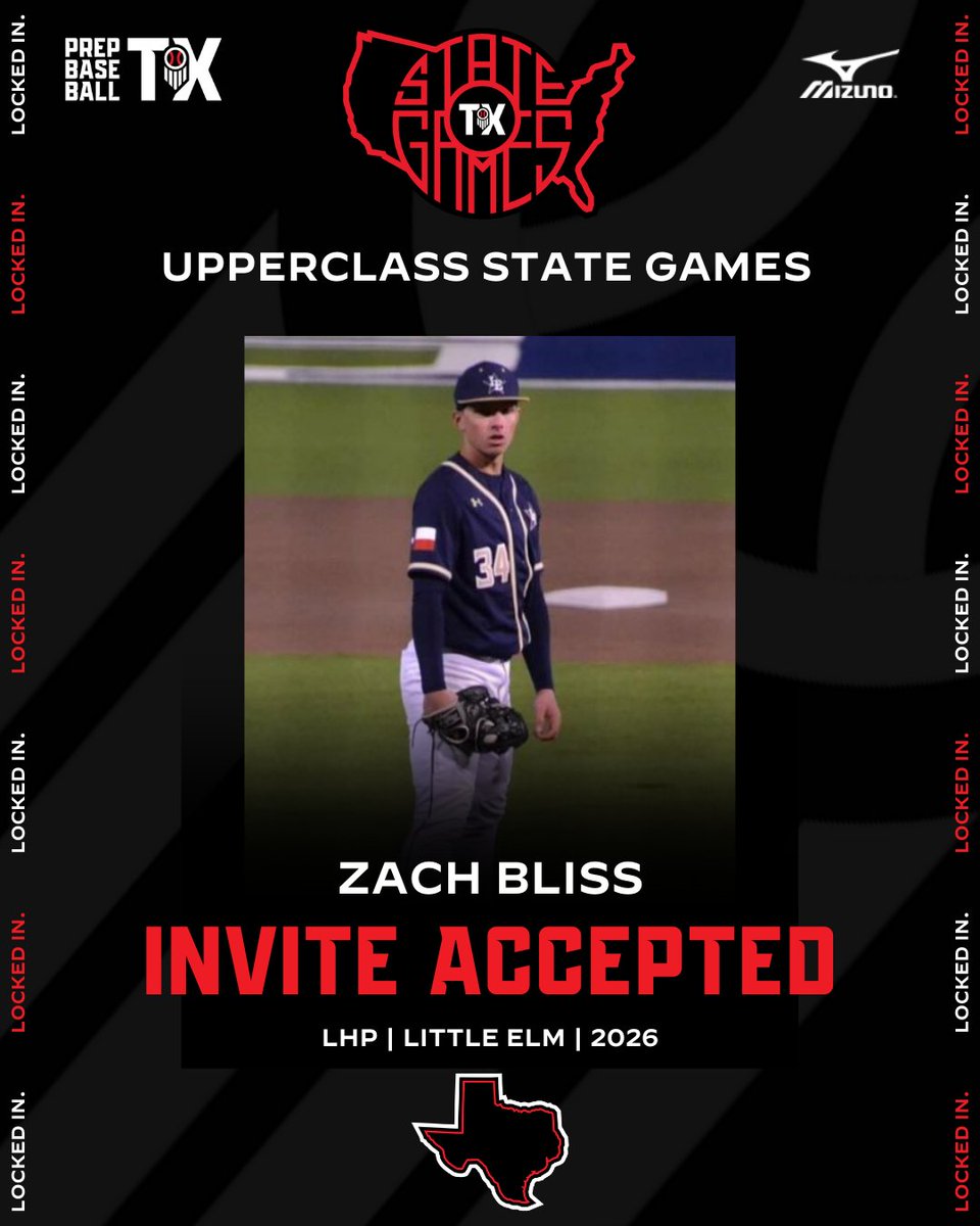 Prep Baseball Texas (@prepbaseball_tx) on Twitter photo 𝐔𝐩𝐩𝐞𝐫𝐜𝐥𝐚𝐬𝐬 𝐒𝐭𝐚𝐭𝐞 𝐆𝐚𝐦𝐞𝐬 𝐈𝐧𝐯𝐢𝐭𝐞 𝐀𝐜𝐜𝐞𝐩𝐭𝐞𝐝
'26 LHP Zach Bliss (<a href="/Zach_Bliss44/">Zach Bliss</a>)
<a href="/LEBaseball/">The CRUSHU WAY</a> | @UB_Gallegos2026
Bliss will join us at the 3rd Annual State Games, 9/20-9/22 at Weatherford JC.
More Info: loom.ly/Yzv1DgY 𝐔𝐩𝐩𝐞𝐫𝐜𝐥𝐚𝐬𝐬 𝐒𝐭𝐚𝐭𝐞 𝐆𝐚𝐦𝐞𝐬 𝐈𝐧𝐯𝐢𝐭𝐞 𝐀𝐜𝐜𝐞𝐩𝐭𝐞𝐝
'26 LHP Zach Bliss (<a href="/Zach_Bliss44/">Zach Bliss</a>)
<a href="/LEBaseball/">The CRUSHU WAY</a> | @UB_Gallegos2026
Bliss will join us at the 3rd Annual State Games, 9/20-9/22 at Weatherford JC.
More Info: loom.ly/Yzv1DgY
