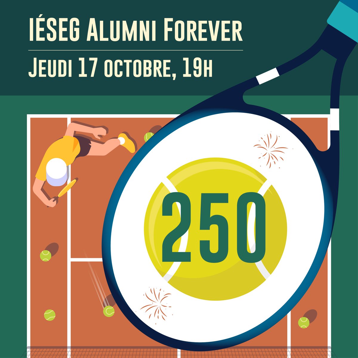 iesegnetwork's tweet image. ⚠️ Attention, les inscriptions grimpent vite : déjà plus de 250 inscrits à la soirée #IÉSEGAlumniForever à L’Orangerie d’Auteuil – Stade #RolandGarros du 17/10 🎾!
Il ne reste que quelques places, alors réservez la vôtre avant qu&apos;il ne soit trop tard !
➡️ urlr.me/Gs6qz