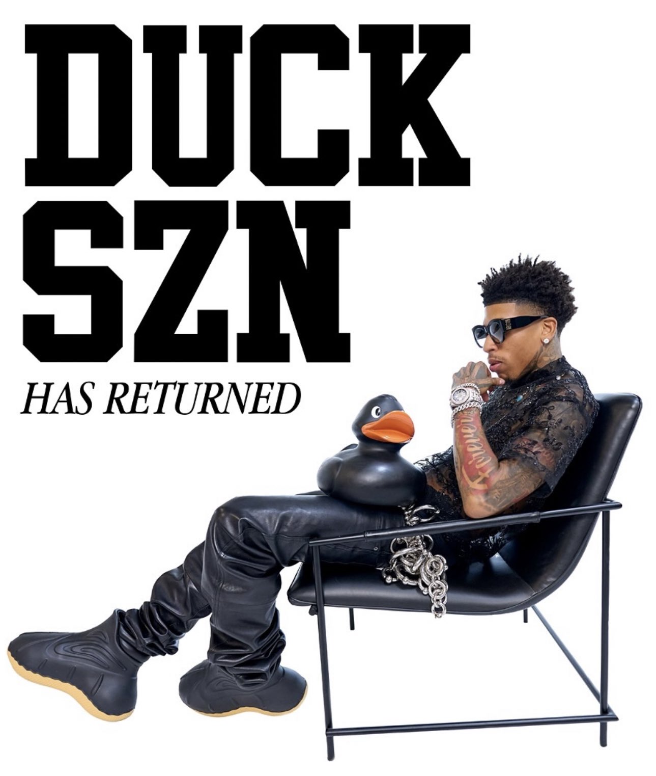 Black on black duck boots deals