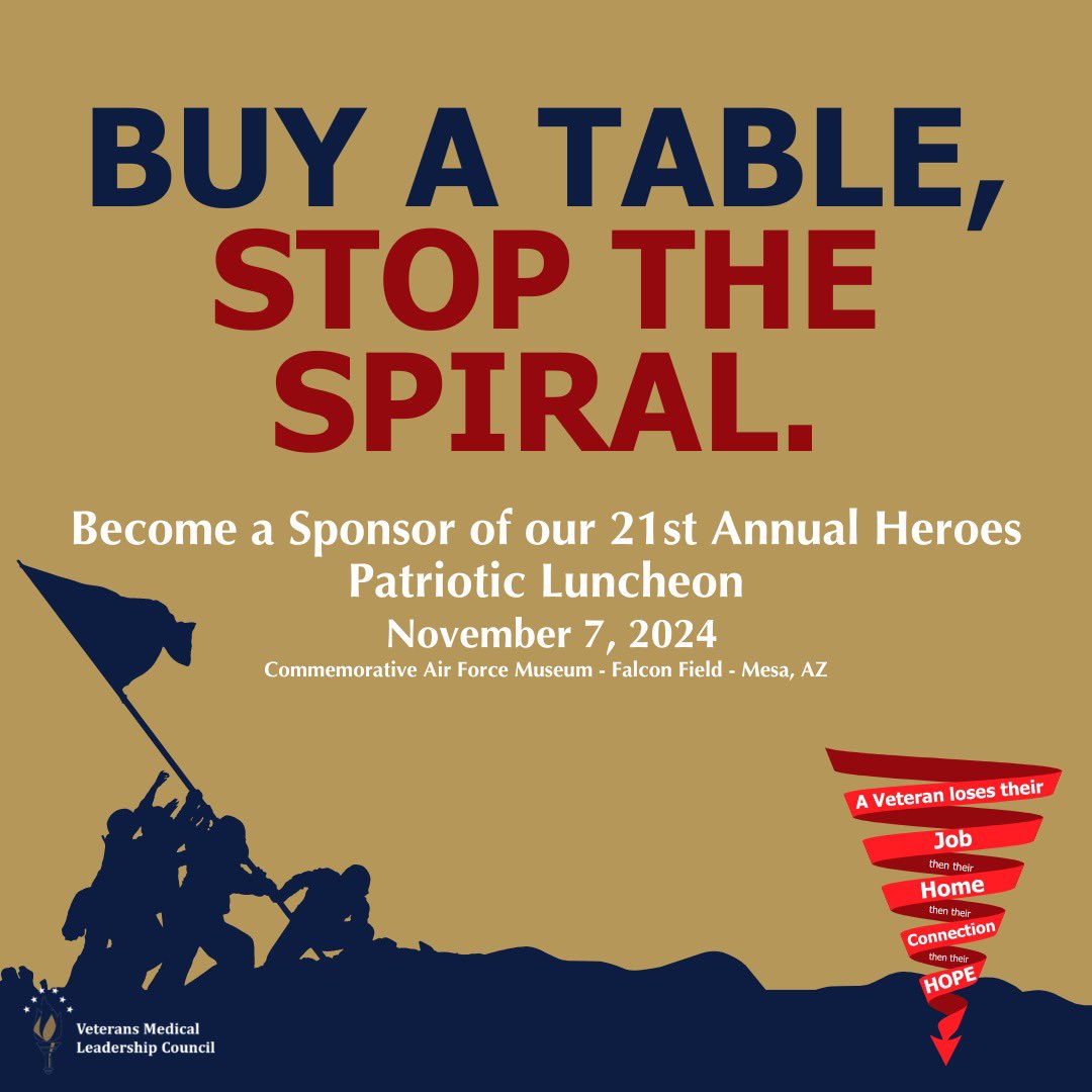 VMLCaz's tweet image. 🤝 Sponsorship opportunities available now!

🇺🇸 This year, we are celebrating and saluting the Greatest Generation - our WWII Veterans.

➡️ vmlc2024.planningpod.com

#vmlcaz #azvets #azveterans #supportourveterans #aznonprofit