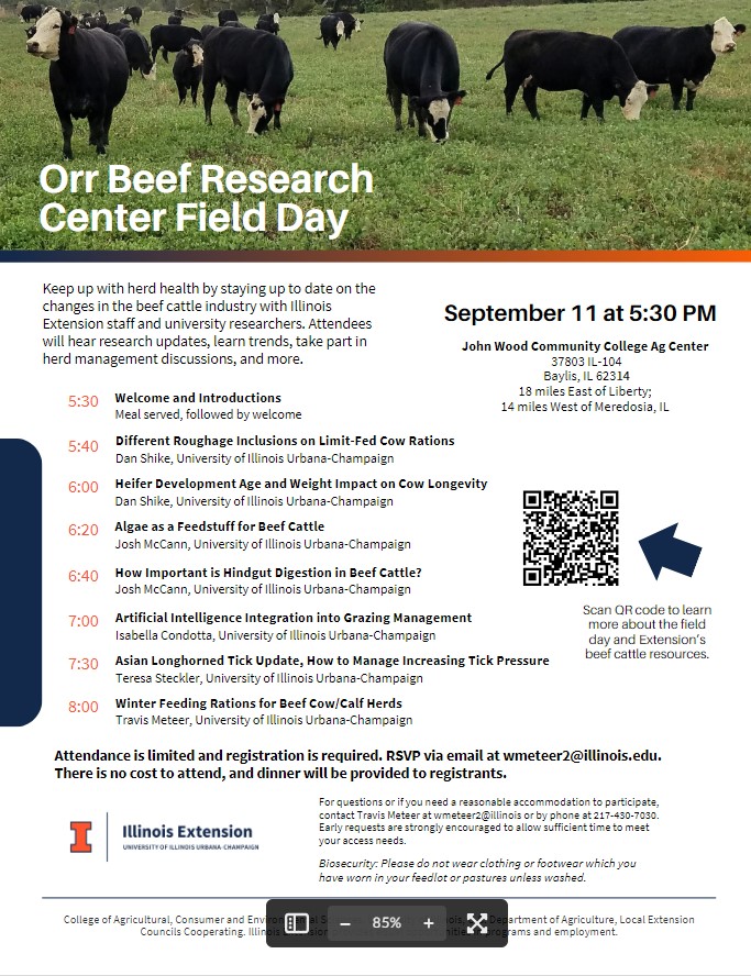 Join us next week for the Orr Beef Research Center Field Day!