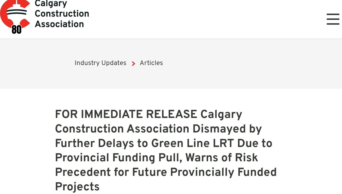 LRTontheGreen's tweet image. "The Provincial Government’s decision to unilaterally claw back funding for #greenlineyyc sets a concerning precedent for all future infrastructure projects across Alberta. This move sends a clear signal that no project, regardless of its scope or significance, is safe"
#abpoli