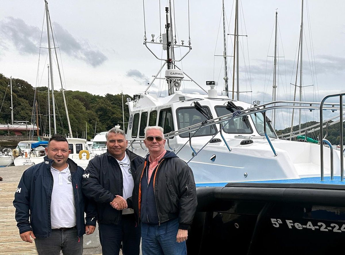 Safehaven Marine Deliver its 61st Pilot Boat “Punta Do Cruceiro” to Port of Ferol in Northern Spain. Powered by twin Volvo D13 engines Punta Do Cruceiro delivers an impressive yet economical operational speed of 24.5 knots ensuring reliable and efficient performance #madeincork