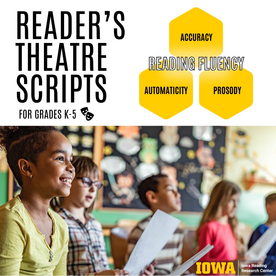 How can students practice reading fluency in the classroom? Reader’s theatre gives students the opportunity to read aloud from dramatic scripts, practicing oral expression and fluency skills while having fun! Check out our scripts for grades K-2 and 3-5: irrc.education.uiowa.edu/resources/irrc…