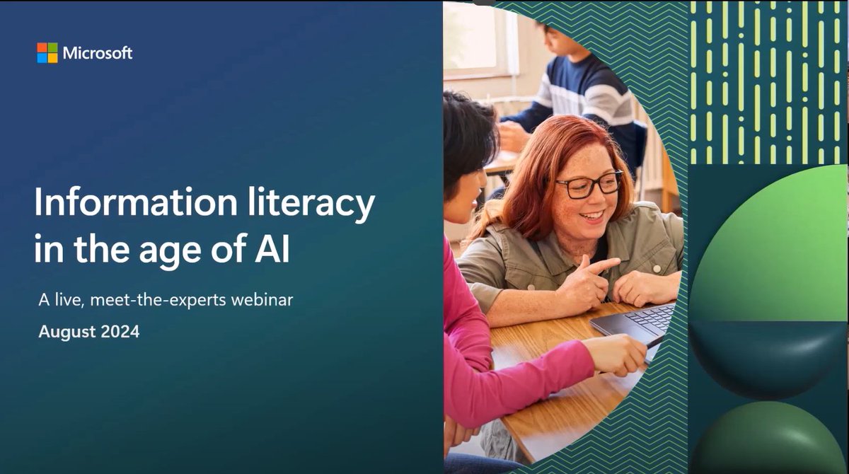 mtholfsen's tweet photo. POSTED! Information Literacy in the Age of AI webinar featuring Dr. Sam Wineburg & Dr. Joel Breakstone from the Digital Inquiry Group.
Providing educators w/ insight on information literacy skills & tools to bring these learnings into practice
YouTube: https://t.co/8drJoER2p7 https://t.co/40iCt7c1qa