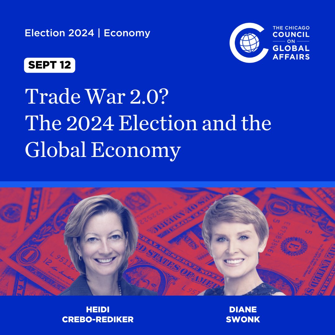 One week from today, hear economists <a href="/heidirediker/">Heidi Crebo-Rediker 🌻 🇺🇸🇺🇦</a> and <a href="/DianeSwonk/">Diane Swonk</a> discuss how the outcome of the presidential election could impact the economy, both in the United States and globally, in the first event of our Election 2024 series. 🎟️➡️ brnw.ch/21wMo1u