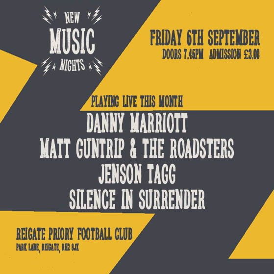 New Music Nights returns tomorrow night at <a href="/ReigatePrioryFC/">Reigate Priory FC</a>. Come and support live, original music in your own backyard. 
Doors open 7.45. Admission £3, cash or card.
#livemusic #reigate #NewMusic2024 
<a href="/whatoninreigate/">What's On In Reigate</a> <a href="/yourtownreigate/">Your Town Reigate</a> <a href="/LoveReigate/">LoveReigate</a> <a href="/ReigateUK/">reigate.uk</a>