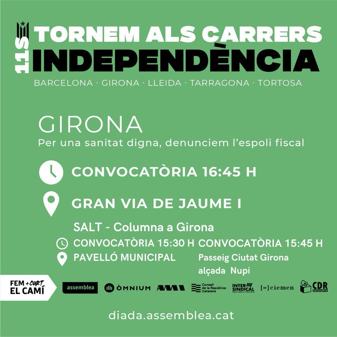 Si ets de Salt i vas a la manifestació del 11S a Girona, Anem-hi tots plegats!! #RepúblicaCatalana #femméscurtelcamí