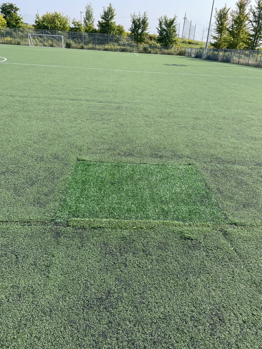 MorraAdrian's tweet photo. @OntarioIsSoccer my son’s team is scheduled to play a game at St Robert’s CHS this weekend. You cannot allow players in a “Standards Based League” to play on this!! Tell me how that field is up to par for anyone …… please. You need to move all games from that field. https://t.co/rdhKmug9Vv