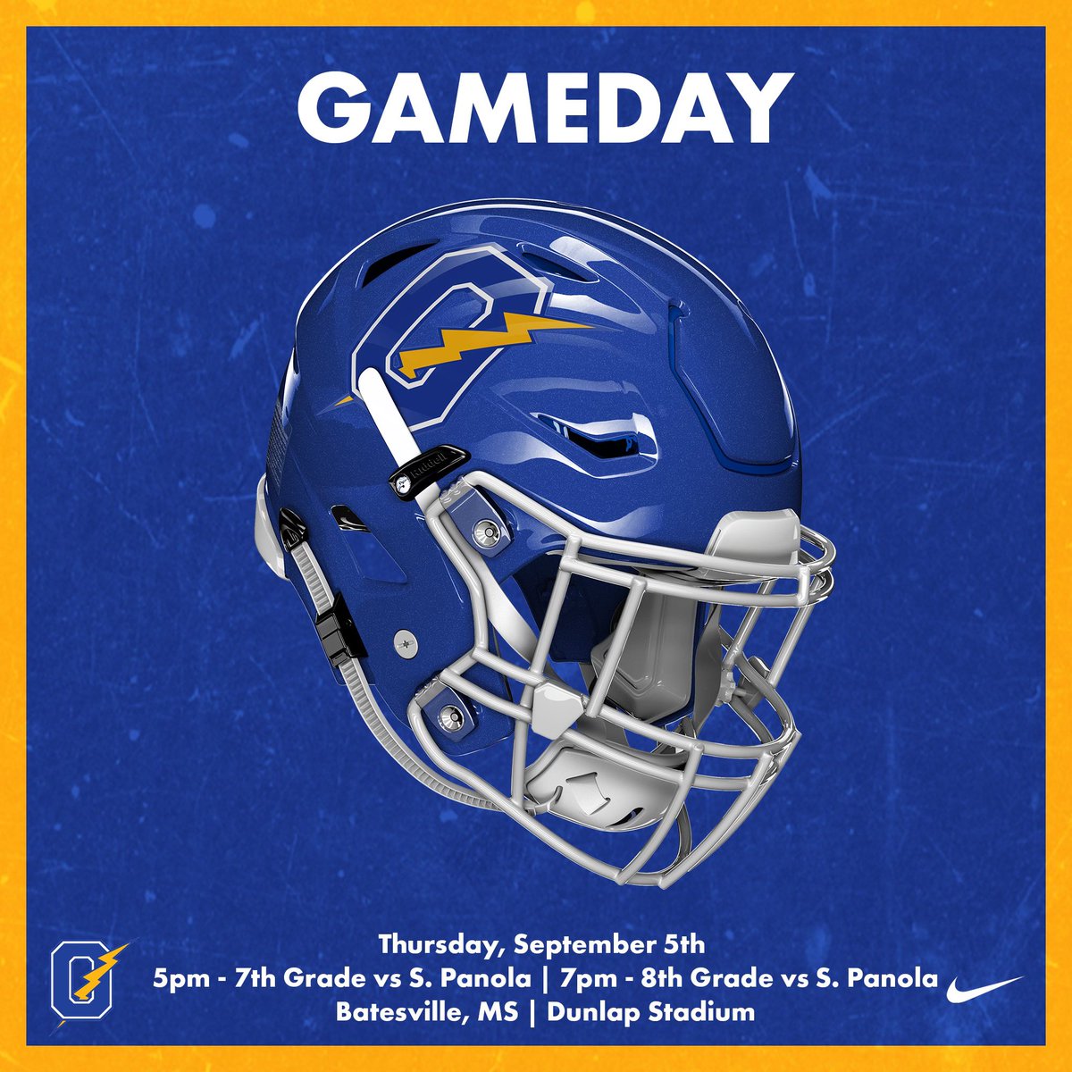 GAMEDAY!

⏱️ 5:00
📍 South Panola High School
🏟️ Dunlap Stadium
🆚 South Panola Tigers

#ChargerforLife