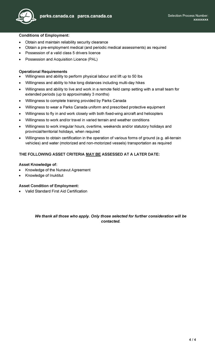 📣 Join our team! Check out this job opportunity with Parks Canada Nunavut. 👇 Apply online at bit.ly/3APmzCF or email your application to rhnunavut-nunavuthr@pc.gc.ca.