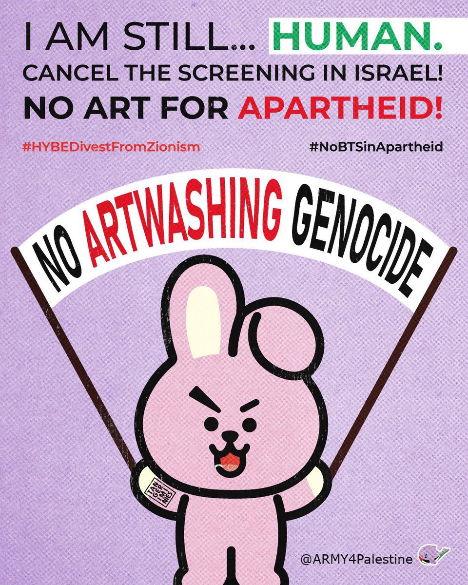 HYBE CANCEL THE SCREENING IN ISRAEL   !!!

#NoBTSInApartheid 
#HYBEDivestFromZionism