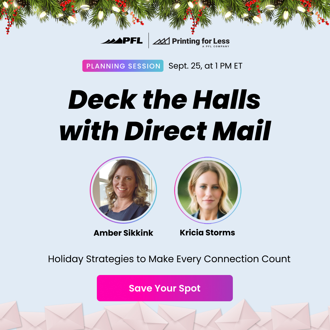 Join us on Sept. 25 at 1 PM ET for a virtual planning session where we’ll show you how to Deck the Halls with Direct Mail this holiday season!

📅 Save your spot now: bit.ly/3ZbqZOk

#DirectMail #HolidayCampaigns #Webinar #PFL #MoreThanMail