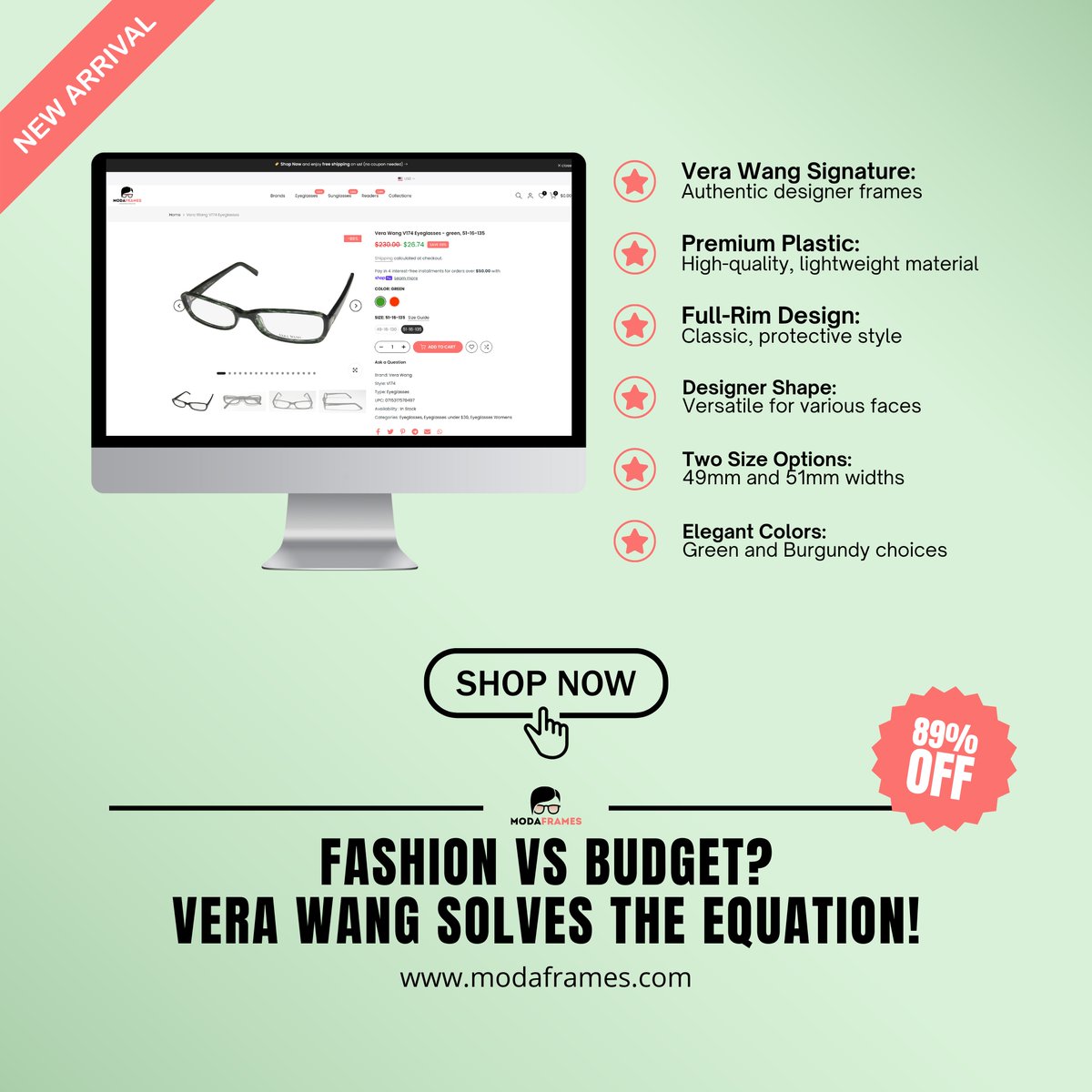ModaFrames's tweet image. 👓 DESIGNER ALERT: Vera Wang V174 Eyeglasses 88% OFF! 👓
🛒 modaframes.com/products/vera-…
🔥 Was $230, Now ONLY $26.74!
🔥 Chic Green &amp;amp; Bold Burgundy
🔥 Premium acetate frames

Ready to look fabulous? 
👇 More details in thread!

#VeraWang #EyewearDeals #ModaFrames