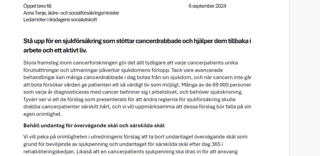 BCF_1982's tweet image. 7 Patientorganisationer uppmanar minister Anna Tenje: stå upp för en sjukförsäkring 
som stöttar cancerdrabbade och 
hjälper dem tillbaka i arbete och ett aktivt liv!
lnkd.in/dWseWr9i

#funktionsratt #patientriksdagen #fokuspatient #riksdagen #regeringen #socialutskottet