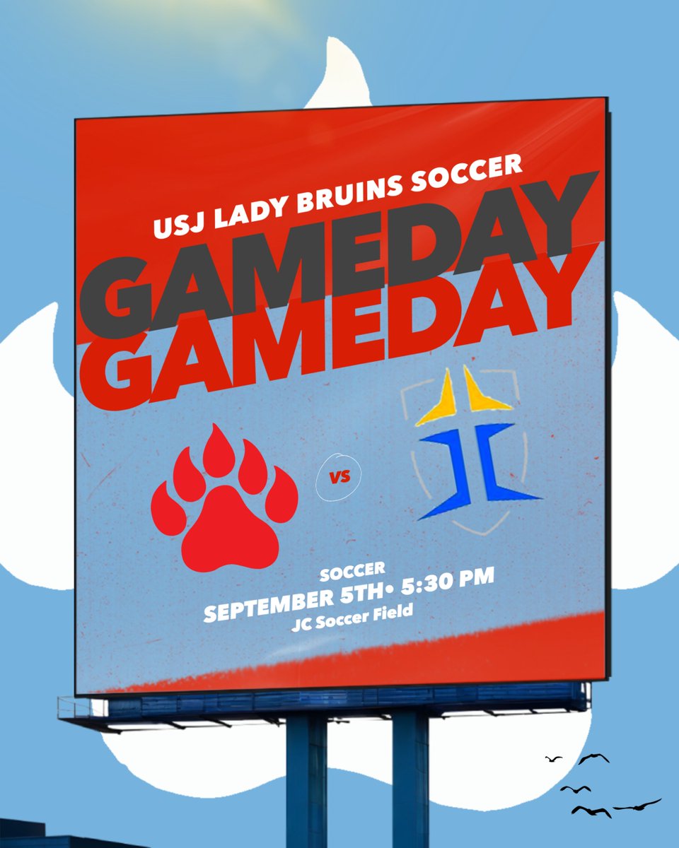 GAMEDAY!!!!
<a href="/USJbruinsoccer/">USJ Bruins Soccer</a> travel for a district match up Vs <a href="/JCAthletics/">JCAthletics</a> at the JC Soccer field, 530pm.
Go Bruins!!!!