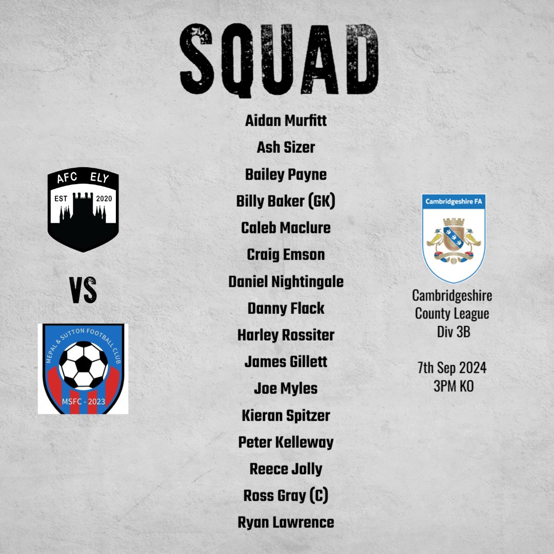 And we are back! League kicks off for us at home this weekend.

3PM Sat 7th Sept 2024
Witchford Village College
<a href="/afc_ely/">AFC Ely</a> vs <a href="/2021Mepal/">Mepal & Sutton FC</a>