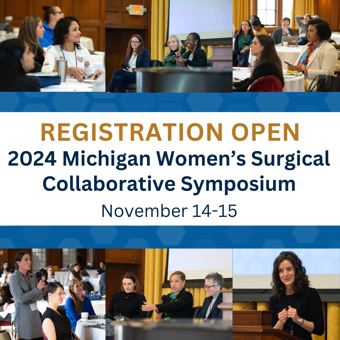 Run, don't walk to register for the 2024 Michigan Women's Surgical Collaborative symposium! All are welcome to join us for a great day dedicated to collaboration, innovation, and cultivating collective well-being.

Reserve your spot here: rsvp.umich.edu/event/mwsc2024…