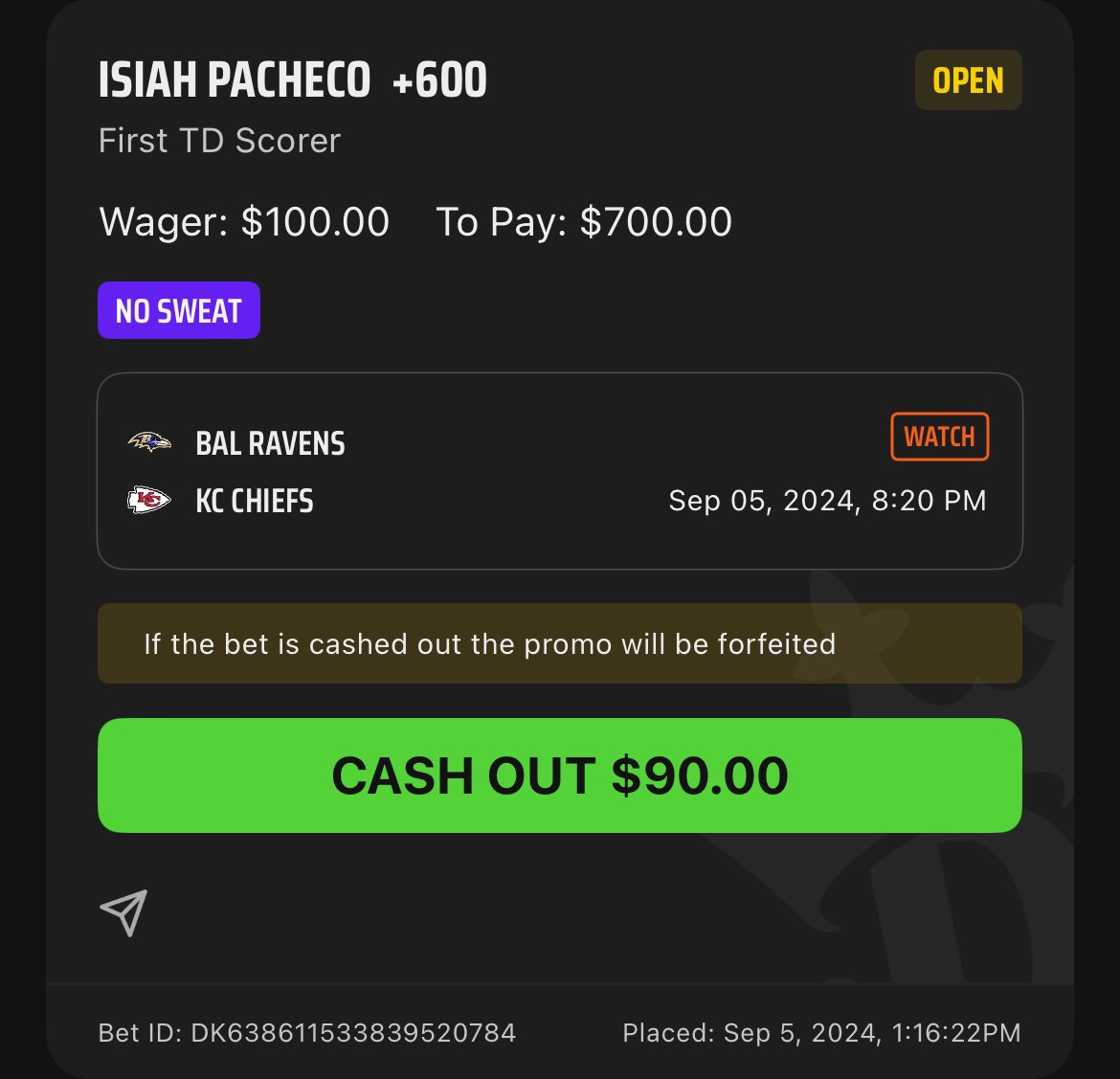 FirstScoreLocks's tweet photo. 🚨🚨🚨🚨🚨🚨

We have returned!!!!

Isiah Pacheco +600. Don’t overthink it 💰💸🤑#CBI https://t.co/KyBt3KLBB5