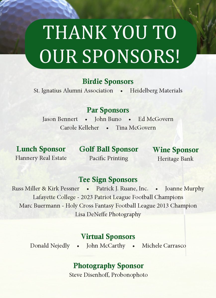 As we gear up for the 18th Annual Golf Tournament next week, we want to say a special THANK YOU to our sponsors! Without your support, this important event would not be possible!