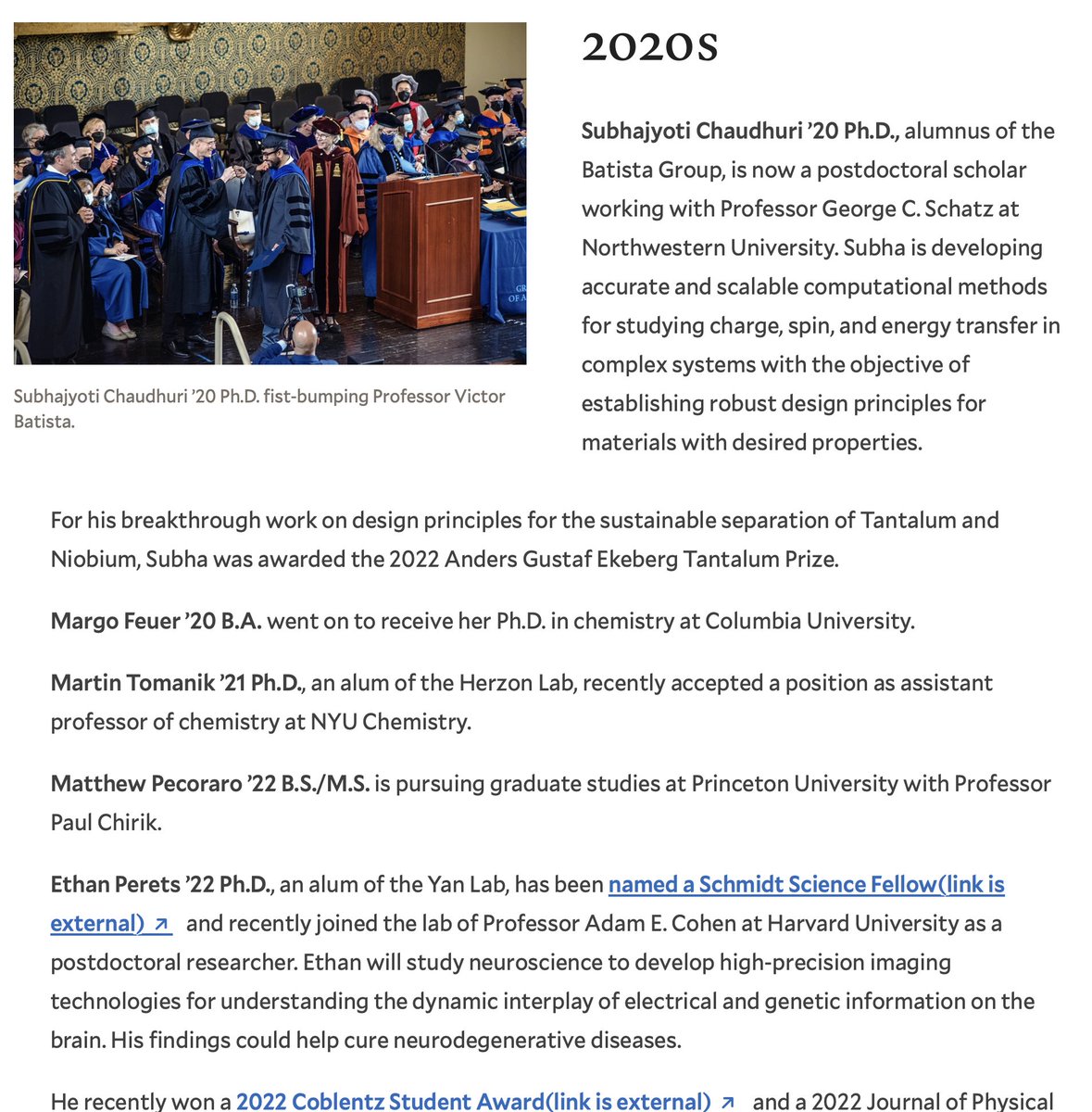 Subhajyoti Chaudhuri (@hartreefocker) on Twitter photo When I said me fist-bumping Victor at commencement will be one of the highlights of this decade, you didn’t believe me, did you?!
Thanks <a href="/YaleChem/">Yale Chemistry</a> 😛
sclcelebration.yale.edu/alumni-notes When I said me fist-bumping Victor at commencement will be one of the highlights of this decade, you didn’t believe me, did you?!
Thanks <a href="/YaleChem/">Yale Chemistry</a> 😛
sclcelebration.yale.edu/alumni-notes