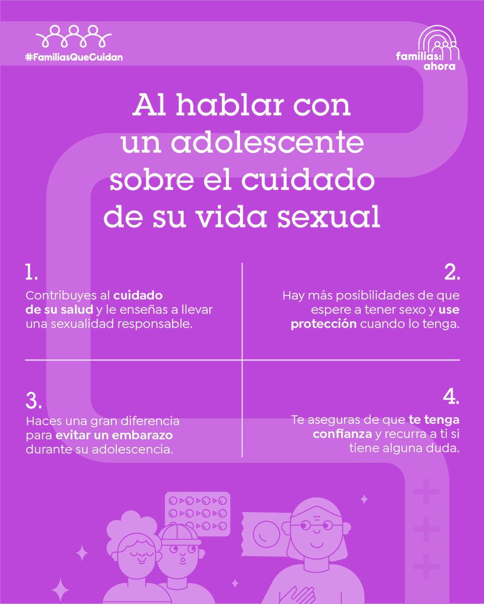 Las #FamiliasQueCuidan saben que hablar con los adolescentes de sus familias sobre anticonceptivos y prevención de enfermedades es una forma de proteger y ayudar a desarrollar su proyecto de vida 📷📷.