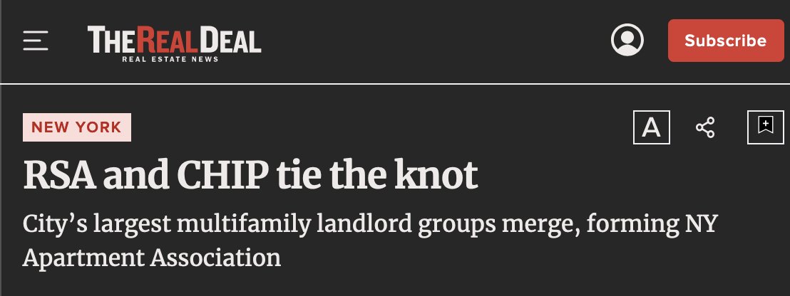 NEW: NYC landlord lobby groups are merging. And they have one goal: raising our rent. 

Despite its innocent name, the New York Apartment Association's true agenda is protecting real estate profits at the expense of working families.