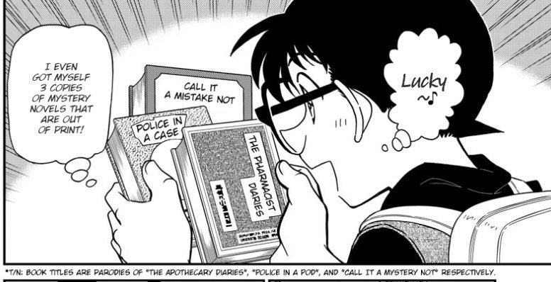 keiuzuki's tweet photo. Reminder that Conan/Shinichi was seen buying The Apothecary Diaries Light Novel. He knows what is peak.

(Gosho Aoyama also made a Maomao illustration in his own art style) https://t.co/h9hIQAw6wA