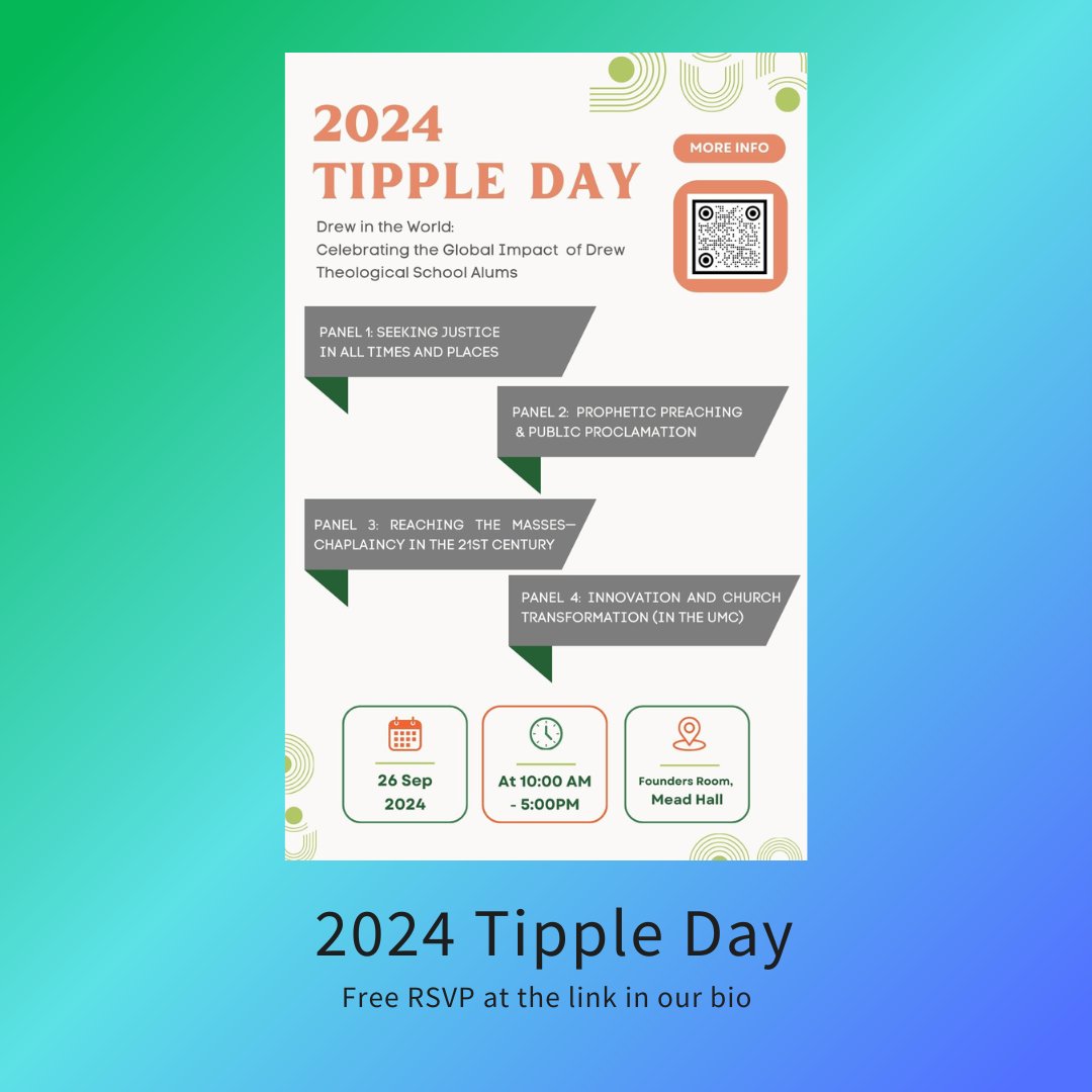 Join us for the #DrewTheo 2024 Tipple Day on Thursday, September 26! All current students, prospective students, alum, and community members are encouraged to attend. <a href="/DrewUniversity/">Drew University</a> 

drew.edu/events/#event=…