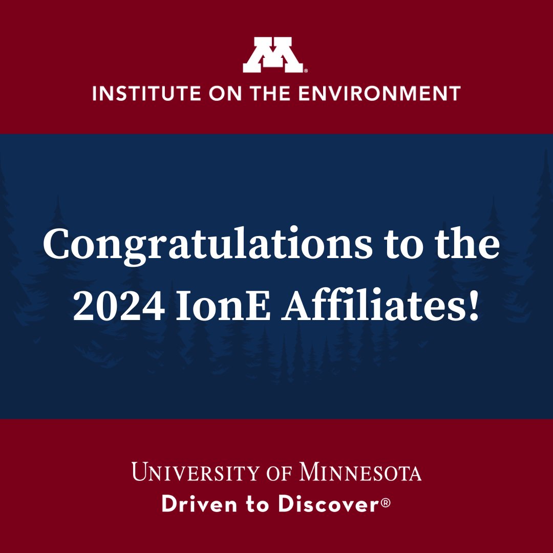 IonE is excited to welcome 33 new affiliates! 🎉

Our affiliate network includes faculty, researchers, practitioners, &amp; other community members from within and outside UMN, who engage in outcomes-oriented sustainability work.

Learn more: environment.umn.edu/news/2024-affi…