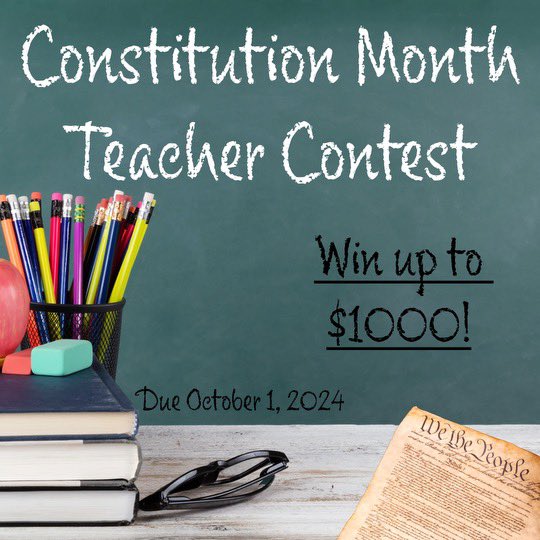If you're a K-12 teacher, we would love to have you join our #ConstitutionMonth contest! 

For more information and to enter the competition, visit freedomfestival.org or email ConstitutionMonth@freedomfestival.org.