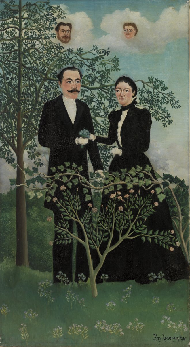 Us forcing Fall in 81 degree weather 🍂 
#SeeArtDifferently

🎨 Henri Rousseau. The Past and the Present, or Philosophical Thought (Le Passé et le présent, ou Pensée philosophique), 1899, Oil on canvas. The Barnes Foundation.