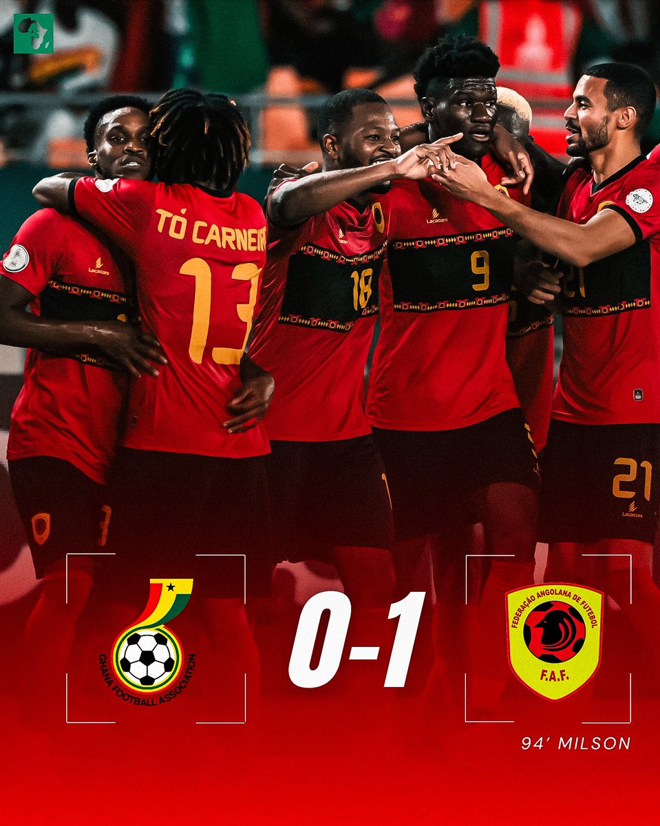 ActuFootAfrique's tweet photo. 🚨 L’Angola 🇦🇴 s’impose au Ghana 🇬🇭 (0-1) à la 94e ! 🌍🤯 https://t.co/5c7b3ThV4T