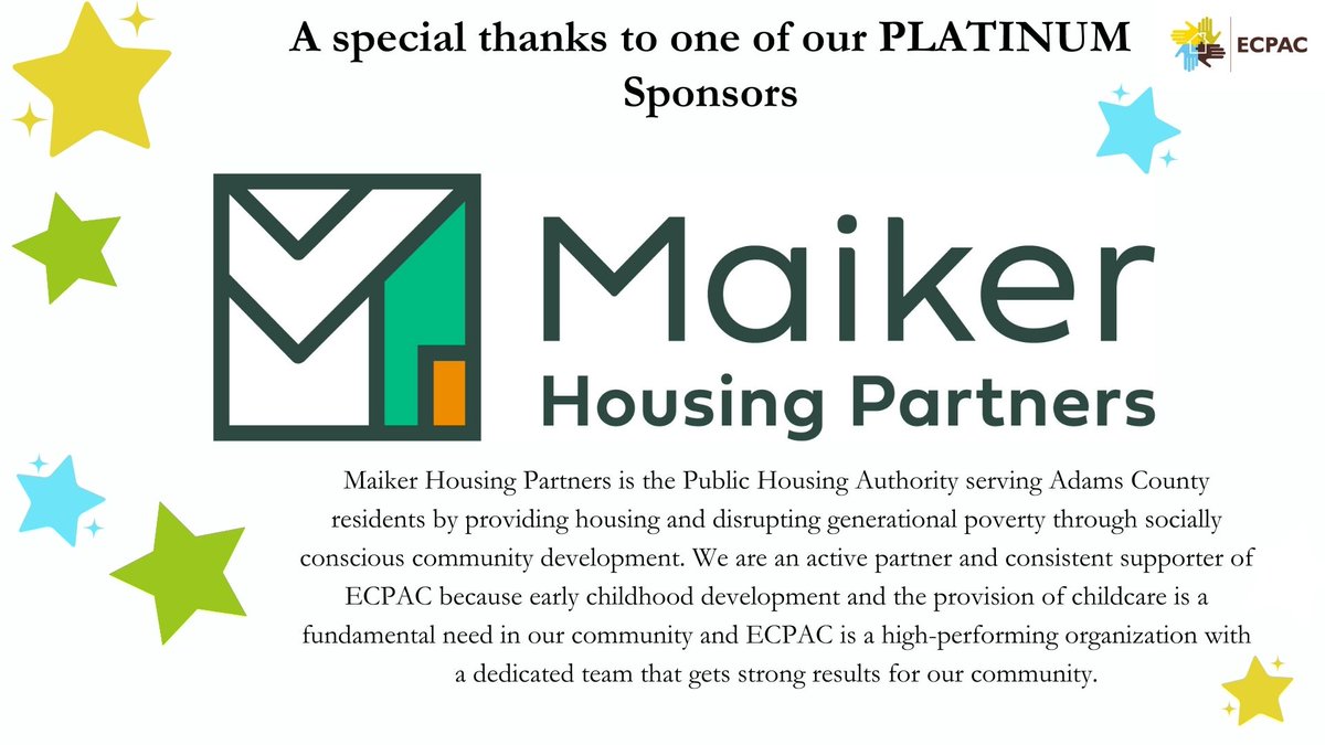 We love our long-standing partnership with <a href="/maikerhp/">Maiker Housing Partners</a>  and are so thankful for their PLATINUM level sponsorship for our upcoming annual breakfast and 20th anniversary celebration!