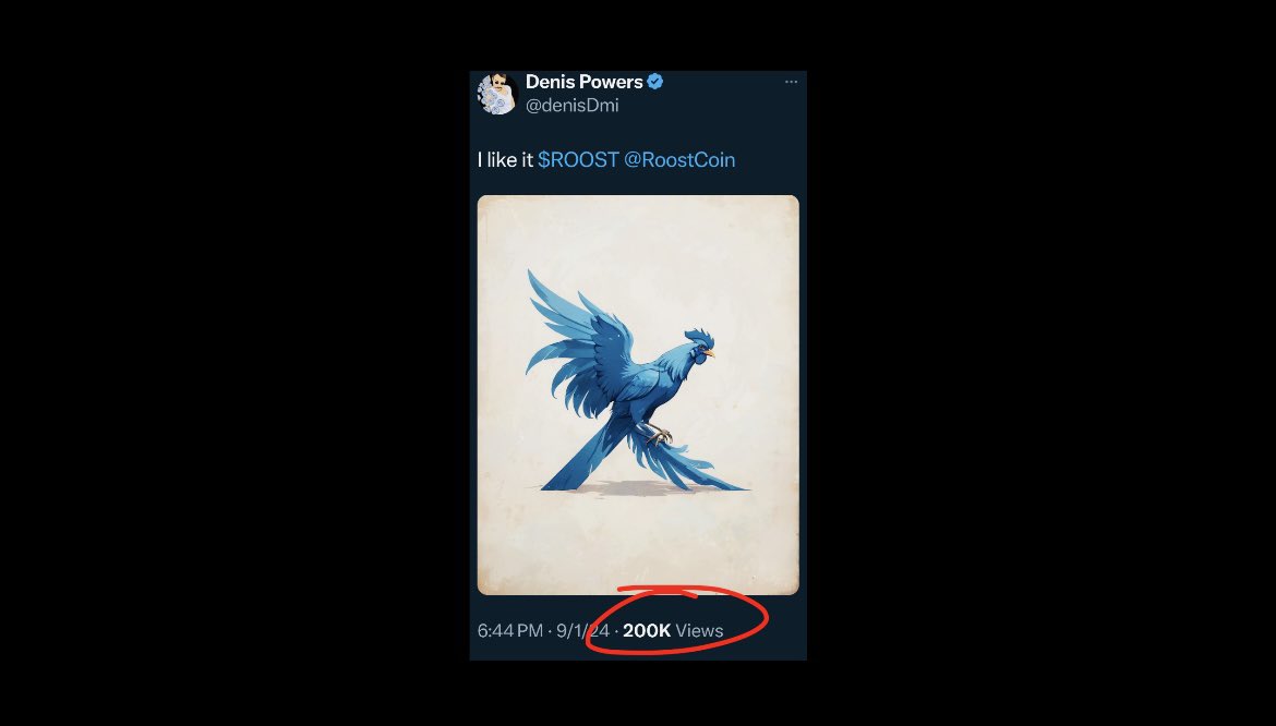 paco_romin0023's tweet photo. they say $ROOST is toast 

think again…

200k views 👀

. https://t.co/a3S7FnfiAx